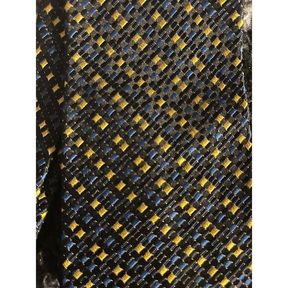 Designer PIERRE BALMAIN Silk Tie - Blue & Yellow Print - Hand Made Italy Necktie - Picture 2 of 4